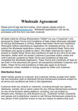 Wholesale Agreement