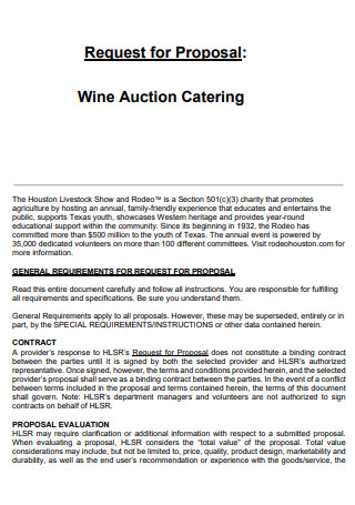 Wine Auction Catering Request for Proposal