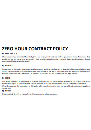 Zero Hour Contract Policy