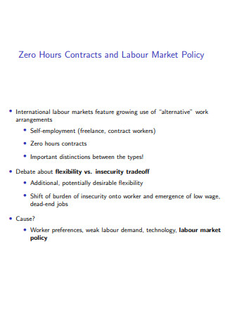 Zero Hour Contract and Labour Market Policy