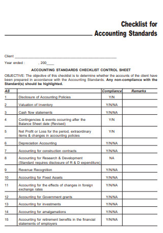 Accounting Standard Checklist