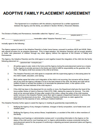 Adoptive Family Placement Agreement