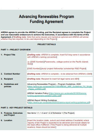 Advancing Renewables Program Funding Agreement