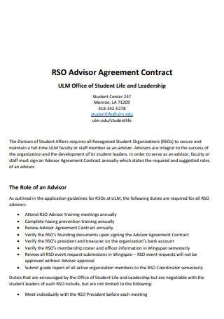 Advisor Agreement Contract