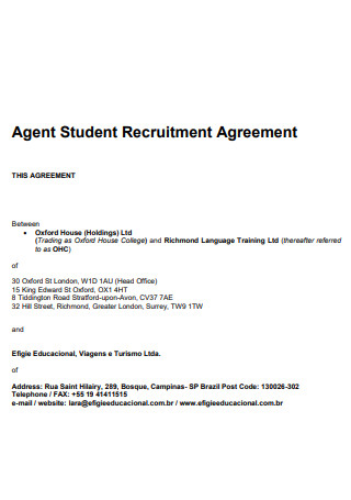 Agent Student Recruitment Agreement