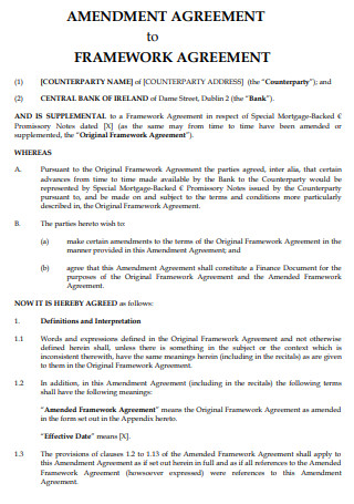 Amendment Framework Agreement