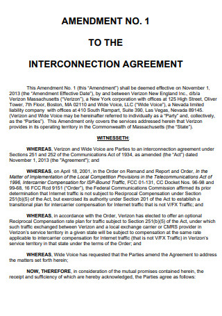 Amendment Interconnection Agreement
