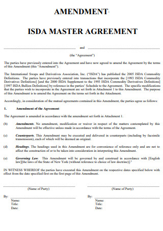Amendment Master Agreement