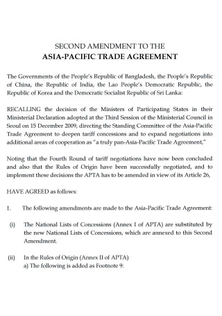 Amendment Trade Agreement