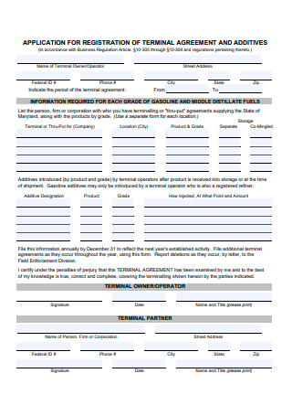 Application For Registration of Terminal Agreement