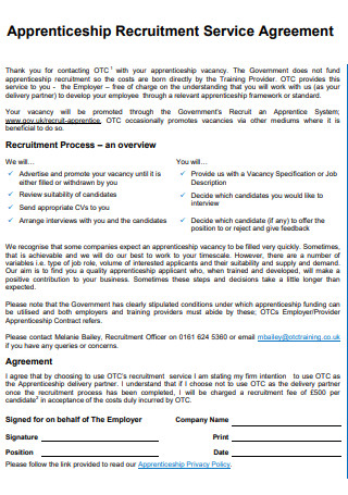 Apprenticeship Recruitment Service Agreement
