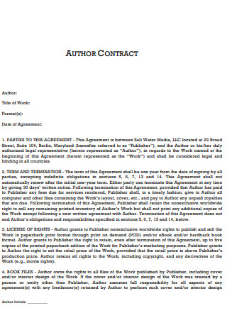 Author Contract Agreement