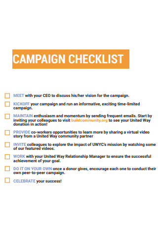 Basic Campaign Checklist