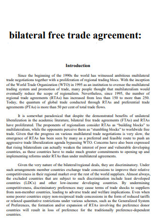 Bilateral Trade Agreement