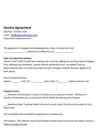 Blank Lawn Care Agreement