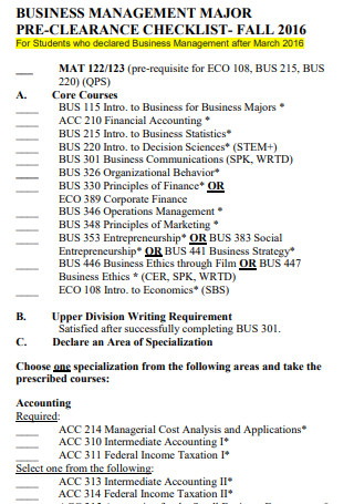 Business Management Checklist