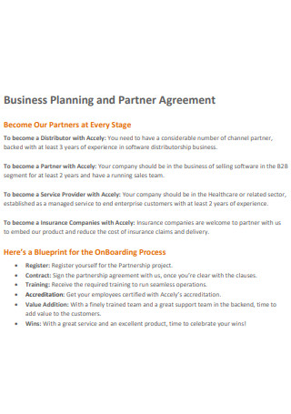 Business Planning and Partner Agreement
