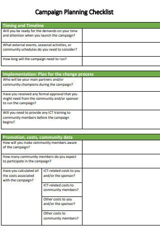 Campaign Planning Checklist