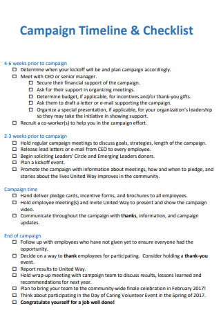 Campaign Timeline Checklist