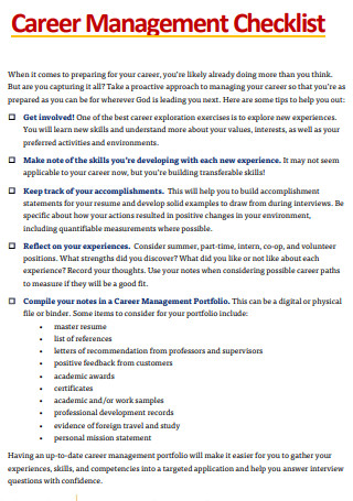 Career Management Checklist