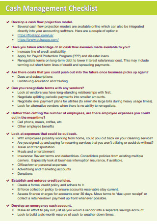 Cash Management Checklist
