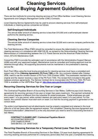 Cleaning Services Local Buying Agreement Guidelines 