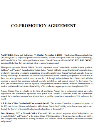 Co Promotion Agreement