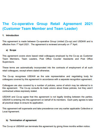 Co operative Group Retail Agreement