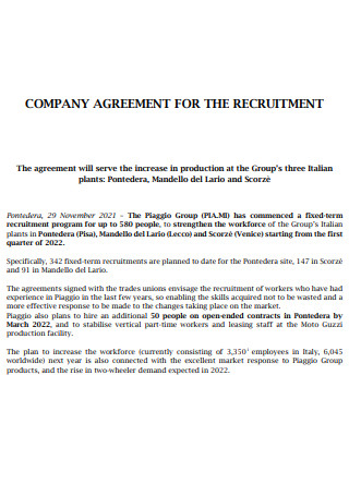 Company Recruitment Agreement