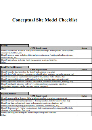 Conceptual Site Model Checklist