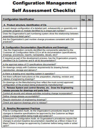 Configuration Management Self Assessment Checklist