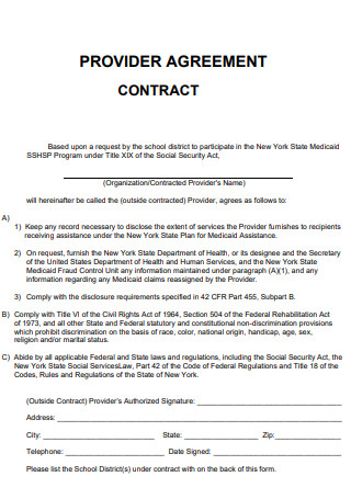 Contract Provider Agreement