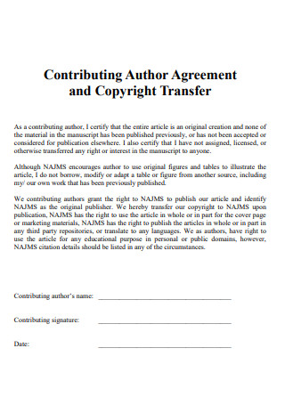 Contributing Author Agreement and Copyright Transfer
