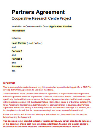 Cooperative Research Partner Agreement