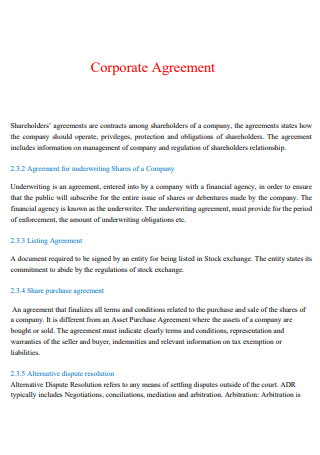 Corporate Agreement