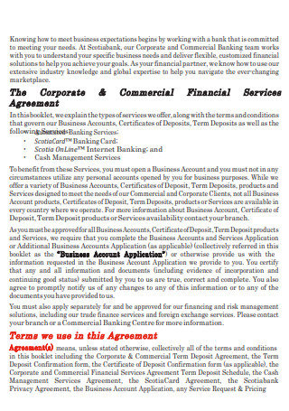 Corporate Commercial Financial Services Agreement
