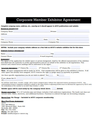 Corporate Member Exhibitor Agreement