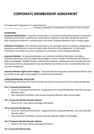 Corporate Membership Agreement