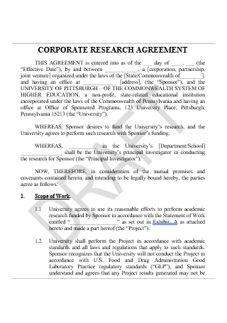 Corporate Research Agreement