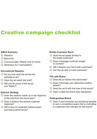 Creative Campaign Checklist