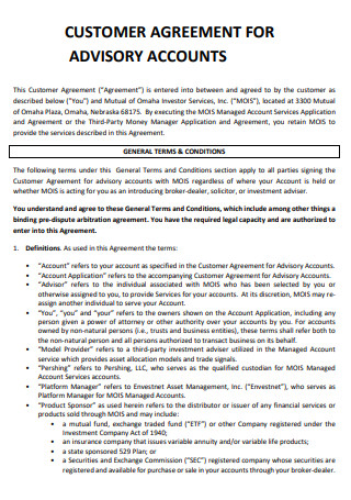 Customer Agreement Advisory Accounts