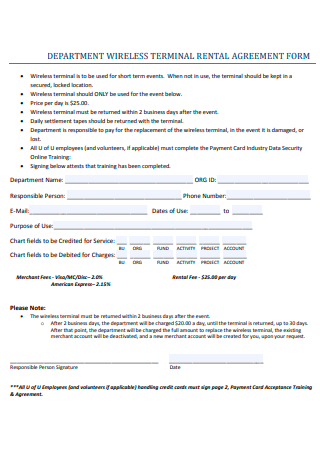 Department Wireless Terminal Rental Agreement Form