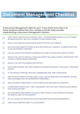 Document Management Checklist