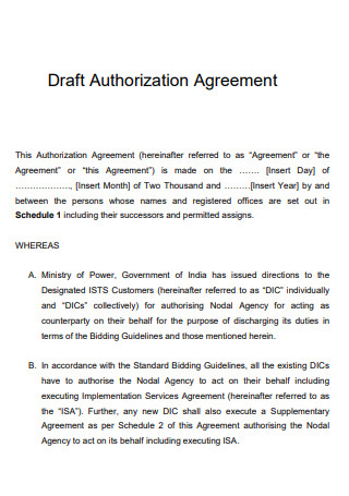 Draft Authorization Agreement