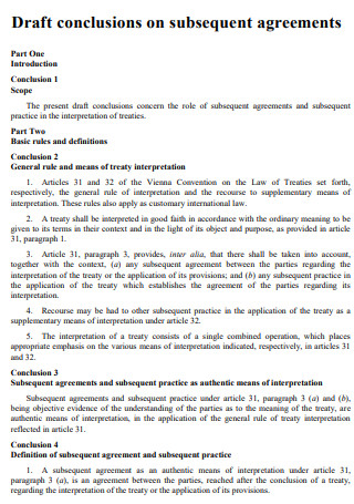 Draft Conclusions on Subsequent Agreement