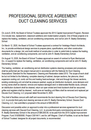 Duct Cleaning Agreement
