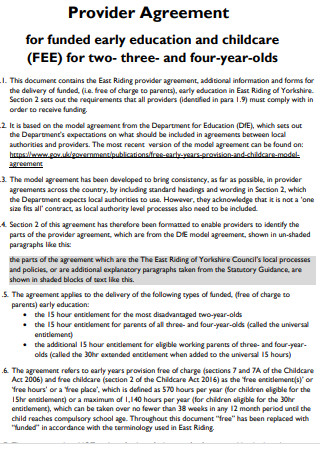 Early Education Provider Agreement