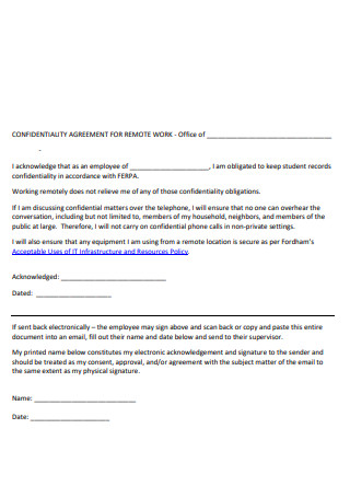 Employee Confidentiality Agreement for Remote Work