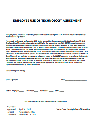 Employee Use of Technology Agreement
