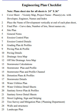 Engineering Plan Checklist